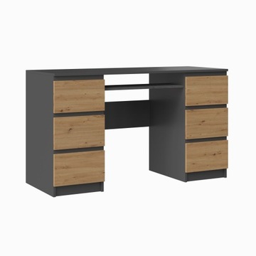 Biurko z szufladami dąb artisan/antracyt