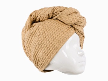 Ręcznik na głowę turban do suszenia włosów bawełna karmelowy