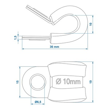 РУЧКА-ЗАЖИМ с отверстием для крепления кабеля 10 мм с резиновой крышкой под винт 6 мм