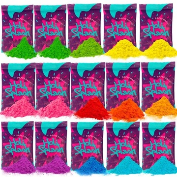 EKO kolorowy proszek Holi Splash na Festiwal 15 szt. papierowe opakowanie