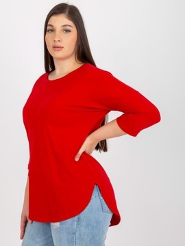 RELEVANCE CZERWONA BLUZKA PLUS SIZE BASIC Z OKRĄGŁYM DEKOLT (UNI) CZERWONY