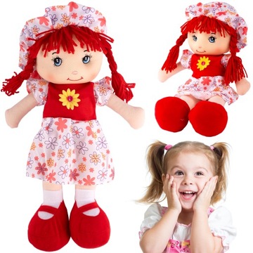 DUŻA LALKA PRZYTULANKA SZMACIANA PLUSZOWA 42 CM MIĘCIUTKA SZMACIANKA PIPPI