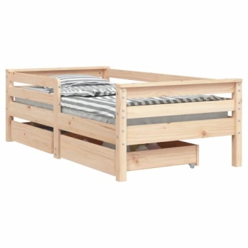 Ліжко дитяче vidaXL 70x140 см соснове з 2 шухлядами