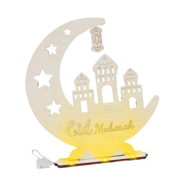 Drewniana dekoracja Eid Mubarak Lampa stołowa Klasyczne elementy Ozdoba w s