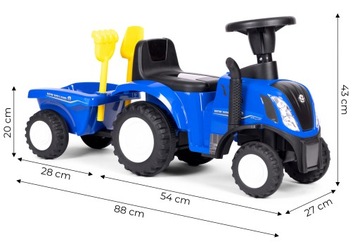 Детский тракторный каток New Holland с прицепом, интерактивный руль