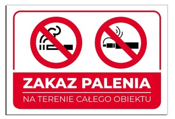 tabliczka ZAKAZ PALENIA na terenie obiektu 13x10cm