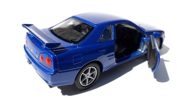 Модель Nissan Skyline GT-R(R34) Синий Металл WELLY 1:34