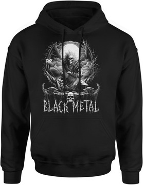 BLUZA METALOWA BLACK METAL ROCK ROCKOWA MĘSKA XL Z KAPTUREM DRESOWA NADRUK