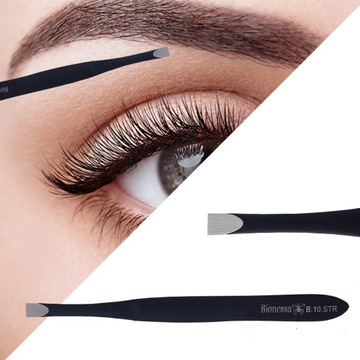 ПРОФЕССИОНАЛЬНЫЙ пинцет для депиляции бровей, ПРЯМЫЕ ЛЕЗВИЯ, ОЧЕНЬ ОСТРЫЕ, ЧЕРНЫЕ