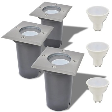 vidaXL Lampy najazdowe LED, 3 szt., kwadratowe