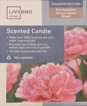 Świeca zapachowa w szkle Peony Vanilla Livarno Home 220 g Piwonia i wanilia