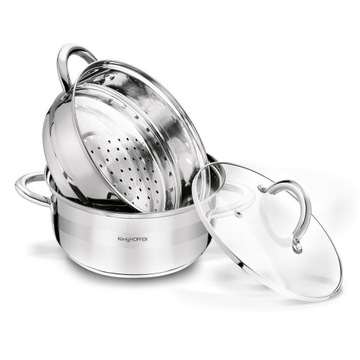 Пароварка STEAMER POT 3 шт. стальная кастрюля ИНДУКЦИЯ для посудомоечной машины