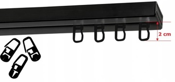Карниз одиночный потолочный, ПВХ ЧЕРНЫЙ, 500 см, потолочный рельс, комплект лягушек