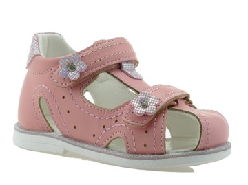 КОЖАНЫЕ САНДАЛИИ ДЛЯ ДЕВОЧЕК ДЕТСКАЯ ОБУВЬ САНДАЛИИ НА ПОКРЫТИИ НА ЛИПУЧКЕ Размер 24