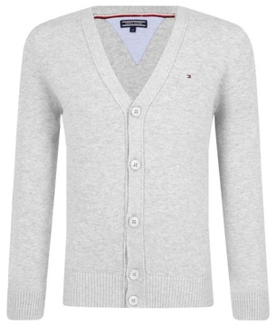 Sweter męski kardigan TOMMY HILFIGER r. S szary bawełniany rozpinany