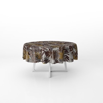 Скатерть MODERN CLEARANCE КОРИЧНЕВЫЙ БЕЖЕВЫЙ ЛИСТЬЯ КРУГЛЫЙ ТОЛСТЫЙ КРУГ 140 см