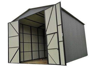 GARAŻ BLASZANY 5X7X4 Z DACHEM DWUSPADOWYM + BRAMA