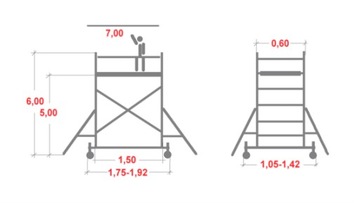 Алюминиевые передвижные леса ClimTec 7 м Рулоны 125