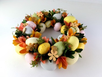 ПАСХАЛЬНЫЙ ДЕКОРАТИВНЫЙ ВЕНОК, ПАСХАЛЬНЫЕ ЯЙЦА, ПАСХАЛЬНЫЕ ЖУКИ, 28СМ, РОЖДЕСТВЕНСКИЙ