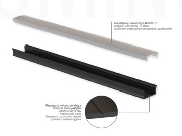 REJS LUMINO - ALUMINIOWY PROFIL NAKŁADANY + KLOSZ DO TAŚMY LED - ALU 1 METR