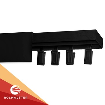 Karnisz sufitowy CZARNY POJEDYNCZY z maskownicą Szyna sufitowa z osłoną 180