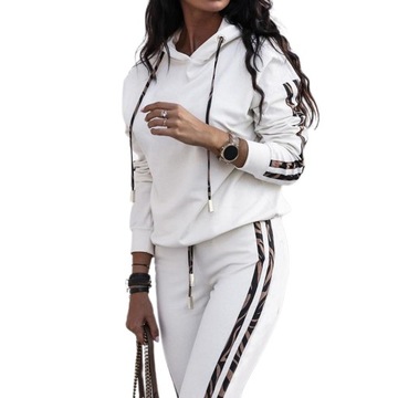 MODNY LUŹNY DAMSKI KOMPLET DRESOWY BLUZA + SPODNIE