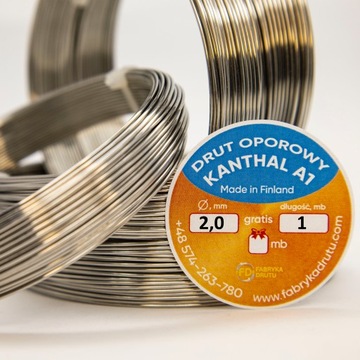 Drut Oporowy od Kanthal A1 2 mm 1 m Trwały Odporny do AGD Elektroniki