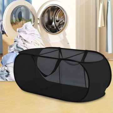 Складная корзина для грязного белья Корзина для белья для комнаты в общежитии, 3 решетки, черная