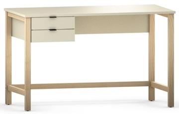 BEŻOWE Biurko z Szufladami Stelaż DREWNO 120 cm