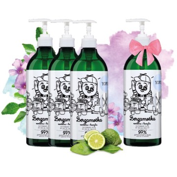 YOPE Płyn do mycia naczyń BERGAMOTKA 750ml 3 szt. + 1 GRATIS