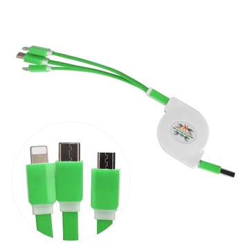 Выдвижной USB-кабель 3 в 1, адаптер для нескольких зарядных шнуров для iOS/type c/