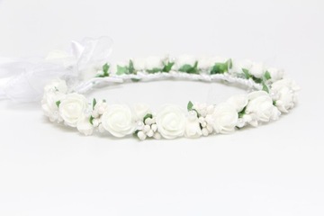 Wianek komunijny dla dziewczynki wianek biały ROSE