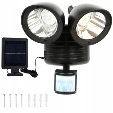 LAMPA SOLARNA 2 REFLEKTORY 22 LED CZUJNIK MOCNA