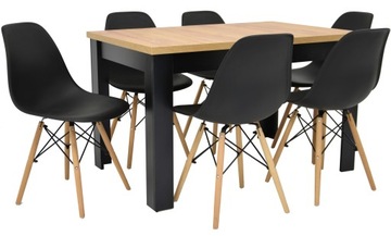 Zestaw 6 krzeseł ROZKŁADANY stół 80x120/160 CRAFT