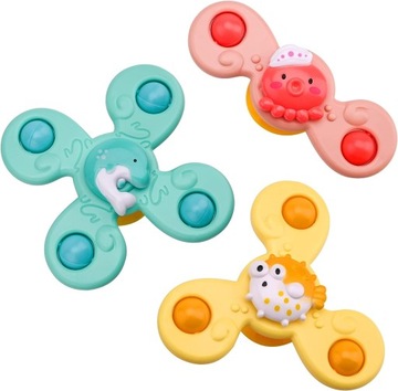 СПИННЕР С СЕНСОРНОЙ ПРИСОСКОЙ ИГРУШКА-ПОГРЕМКА 3 ШТ. В ПОДАРОК