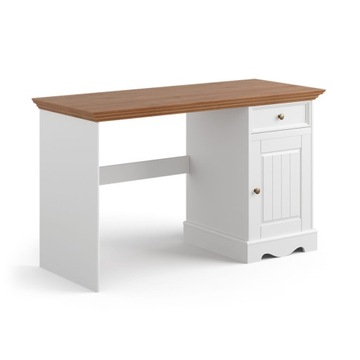 BIAŁE BIURKO Z SZUFLADĄ DREWNIANE SOSNOWE SOLIDNE BELLUNO ELEGANTE
