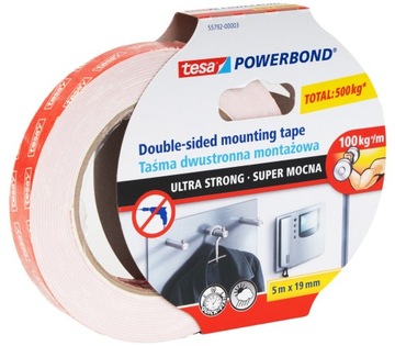 taśma montażowa TESA POWERBOND 5m 19mm NAJDŁUŻSZA!