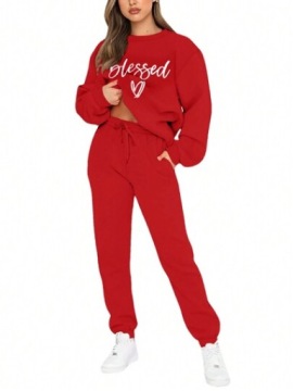 KOMPLET DRESOWY DAMSKI CZERWONY CASUAL XL ŁJF