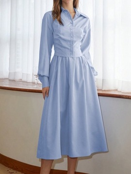 Shein Jednolita sukienka koszulowa z guzikami z przodu L