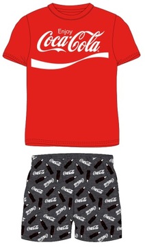 MŁODZIEŻOWA PIŻAMA COCA-COLA KOSZULKA Z LOGO + SZORTY W BUTELKI 164