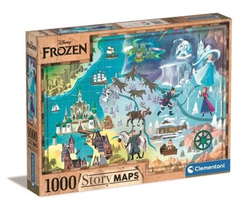 PUZZLE 1000 el KRAINA LODU FROZEN MAPA CLEMENTONI 39666