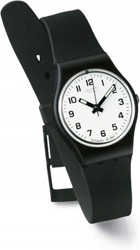 Swatch Zegarek unisex analogowy kwarcowy z plastikową bransoletką czarny