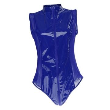 Women Wetlook Bodysuit Catsuit Jumpsuit Zippered Patent XXXL