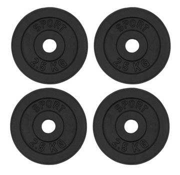OBCIĄŻENIE ŻELIWNE 4x2,5kg 30mm ZESTAW talerzy krążek do hantli na sztangę