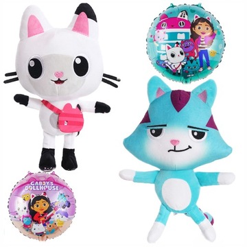 KICIUŚ PANDUŚ +NAJKOTEK ZESTAW 2 MASKOTKI KOCI DOMEK GABI PLUSZAKI +BALON