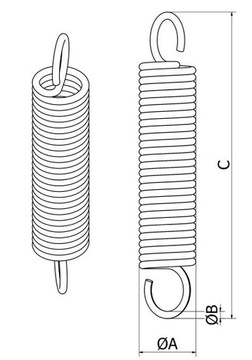 ПРУЖИНА НАТЯЖЕНИЯ С ПРОМЫШЕМ fi. 20/2,5x180 ОЦИНКОВАННЫЙ