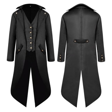 Мужской модный винтажный фрак в стиле стимпанк XL, черныйM