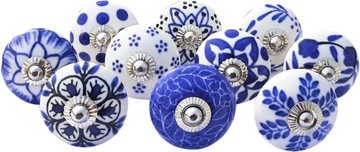 GAŁKI CERAMICZNE MALOWANE KOLOROWE 10 SZT DO SZAF SZUFLAD DRZWICZEK DRZWI