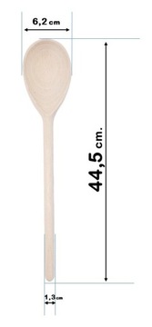 Owalna Kuchenna Łyżka Drewno Buk Mieszadło 44 cm.