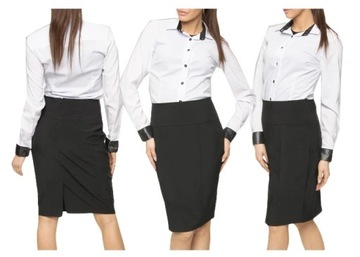 ELEGANCKA GŁADKA SPÓDNICA OŁÓWKOWA CZARNA r.48